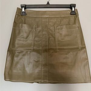 Very J Olive Faux Leather Mini Skirt